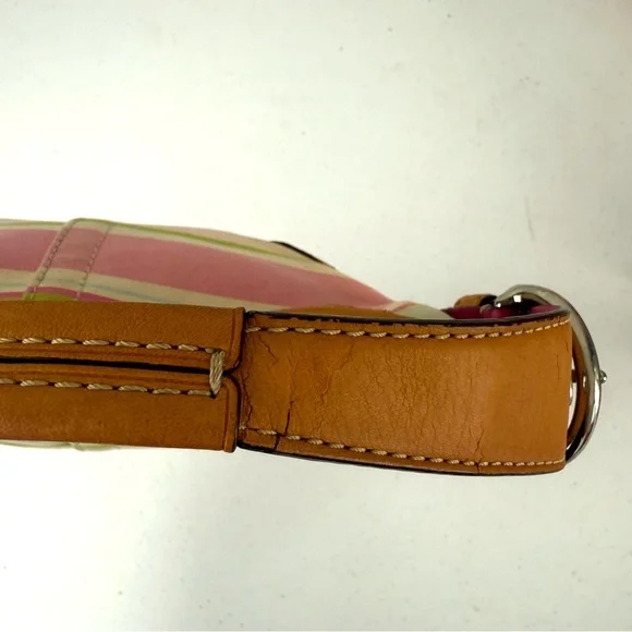 Vintage Coach 1884 Soho Twill Striped Hobo Bag Y2K - Picture 6 of 8